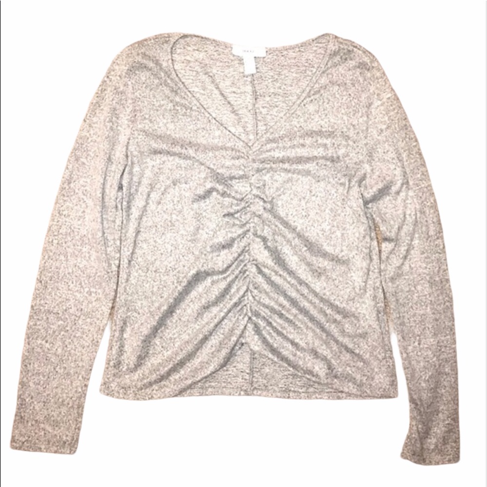 Forever 21 + 2X Grey ruched long sleeve sweater top